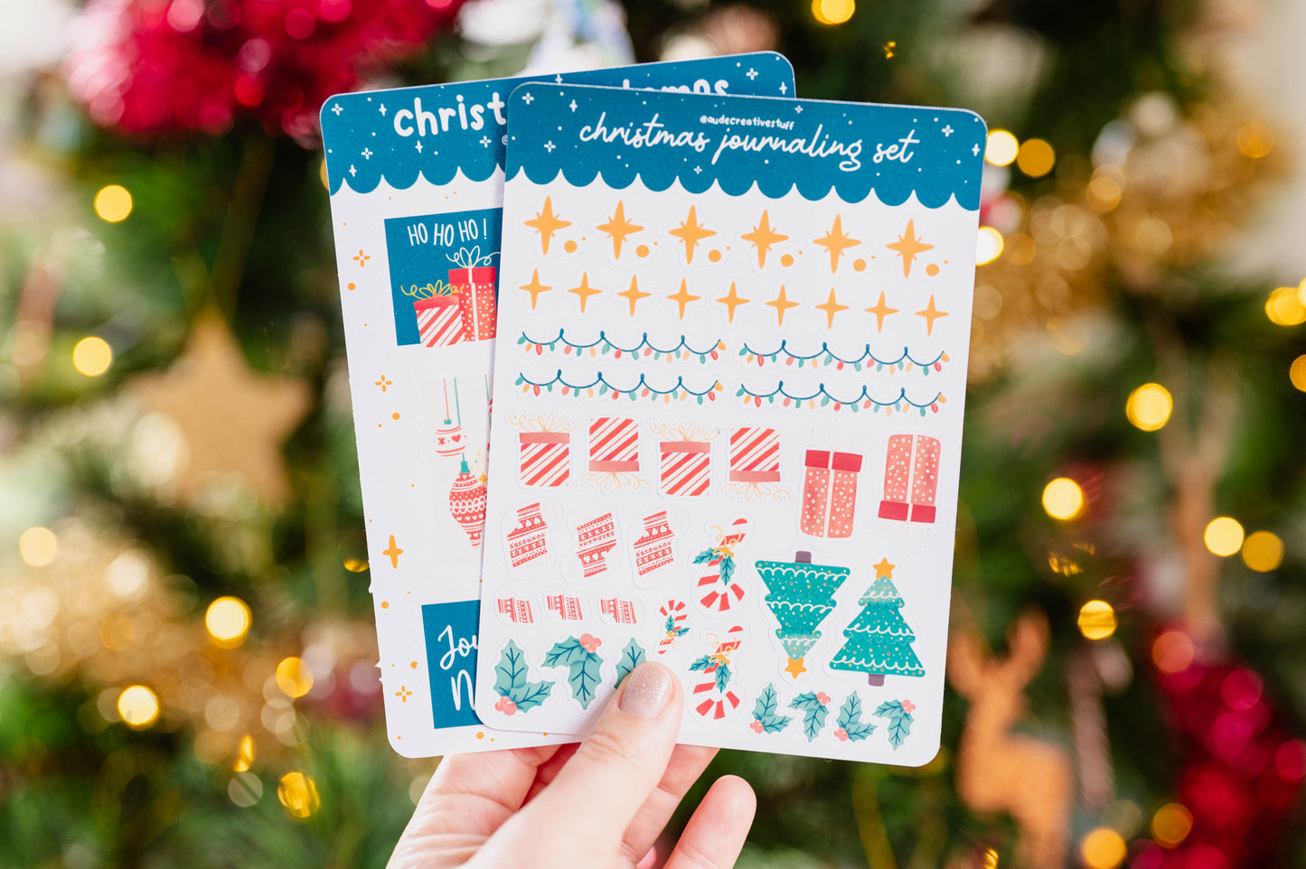 2 Planches Stickers Mignons pour Bullet Journal Thème Noël, Kit de Journaling