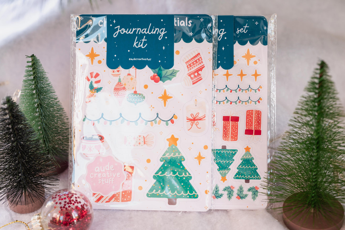 2 Planches Stickers Mignons pour Bullet Journal Thème Noël, Kit de Journaling