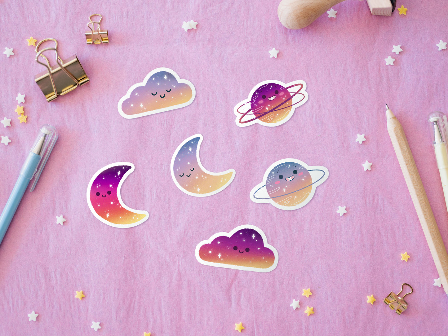 Lot de 6 Stickers Kawaii Thème Rêverie