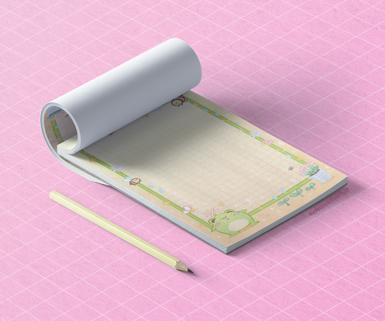 Bloc-Notes Mignon Thème Printemps "Froggy Frog" de 25 feuilles au format A6