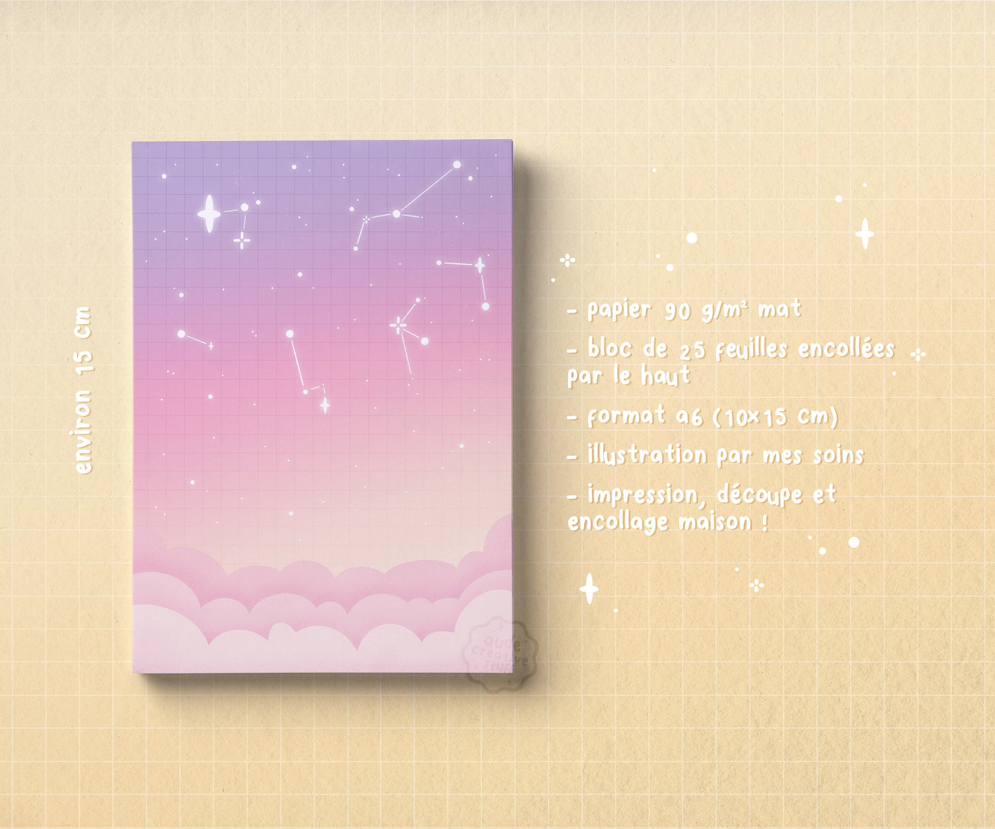 Bloc-Notes Mignon "Dreamy Clouds" de 25 feuilles au format A6