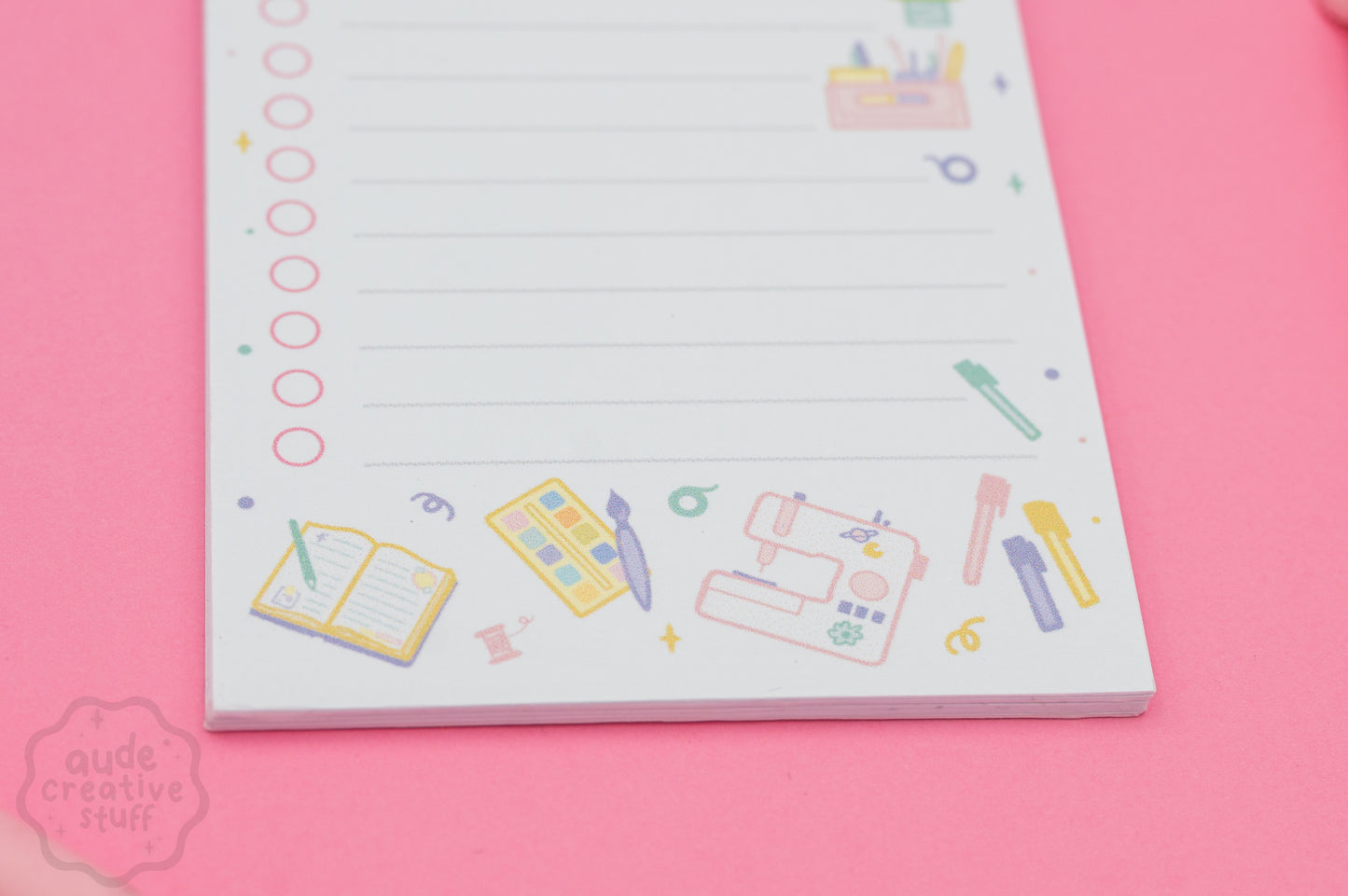 Bloc-notes To-do List Thème Activités Créatives, en forme d'arche 8x17 cm, 25 feuilles
