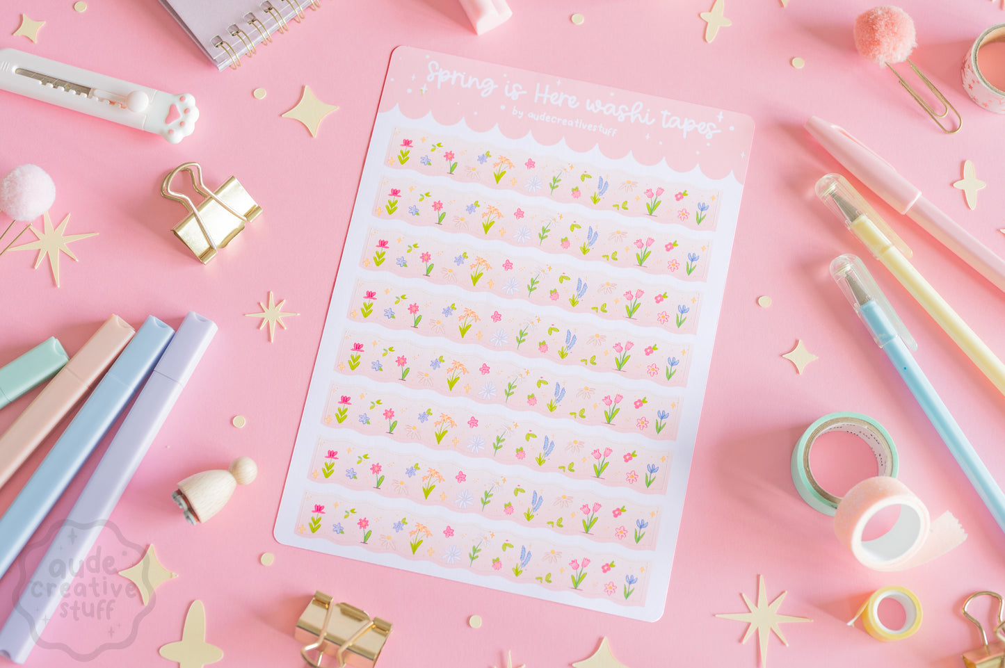 Stickers Journaling Thème Printemps Fleuri, Style Washi Tape