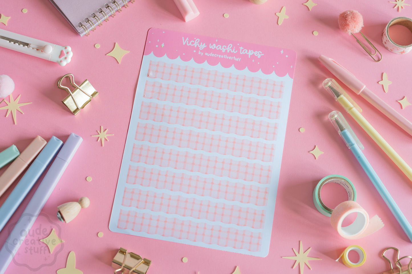 Stickers Journaling Motif Vichy, Style Washi Tape