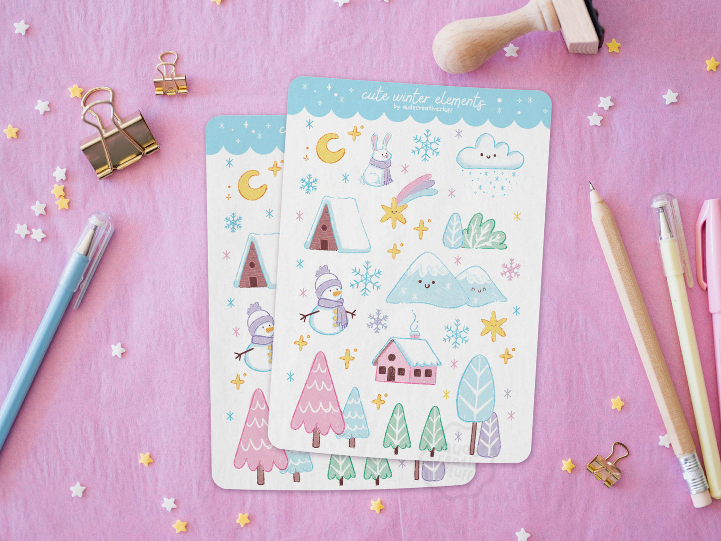 Stickers Journaling Thème Hiver Mignon