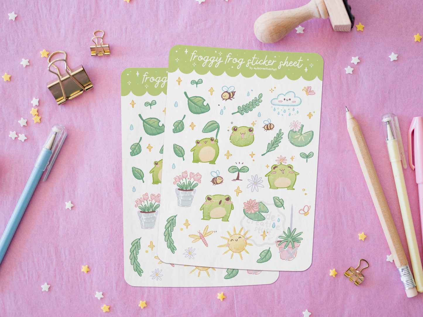 Stickers Journaling Thème Printemps Grenouilles
