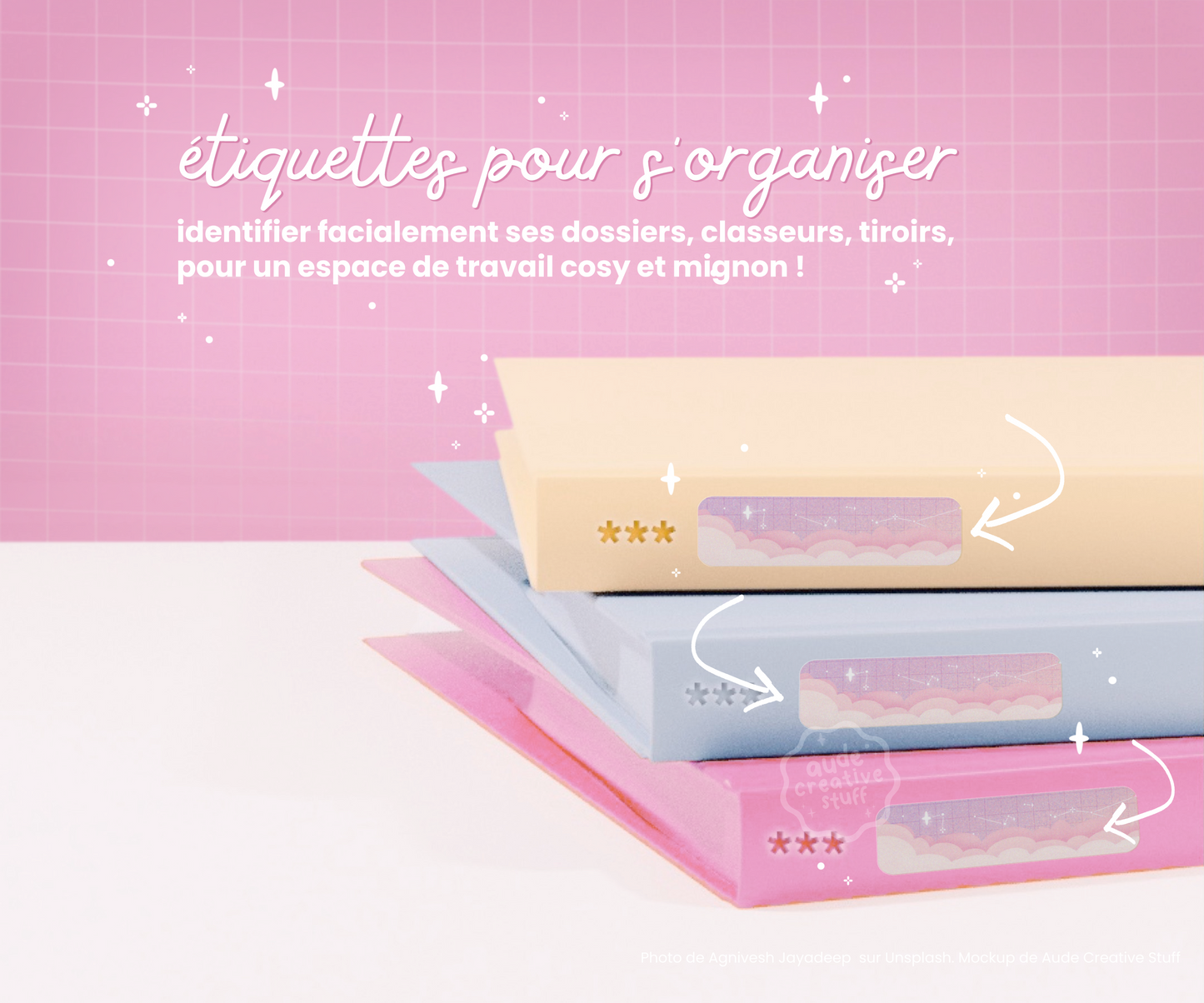 Étiquettes Autocollantes Mignonnes Thème "Dreamy Clouds" pour Classeurs et Dossiers