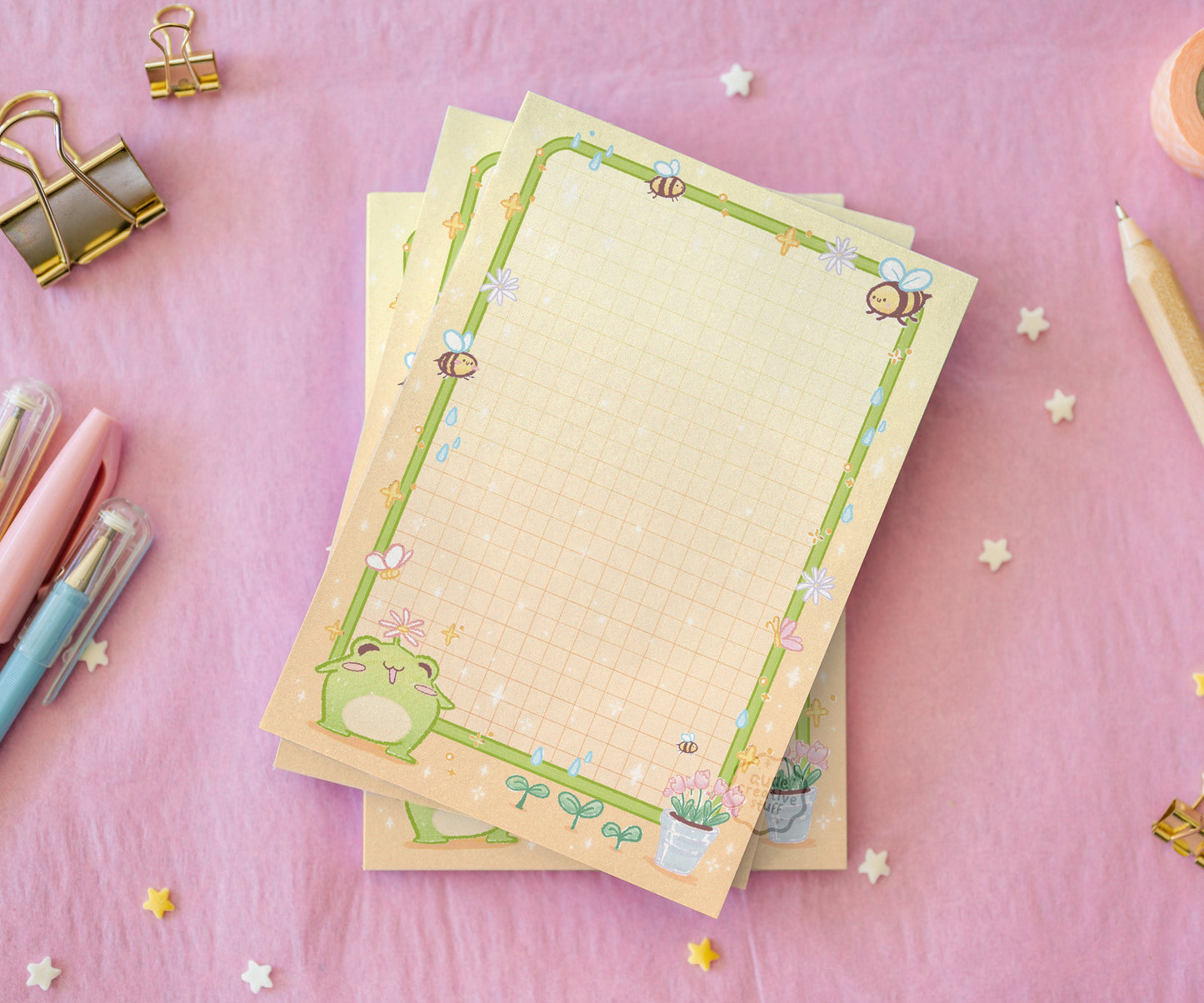 Bloc-Notes Mignon Thème Printemps "Froggy Frog" de 25 feuilles au format A6