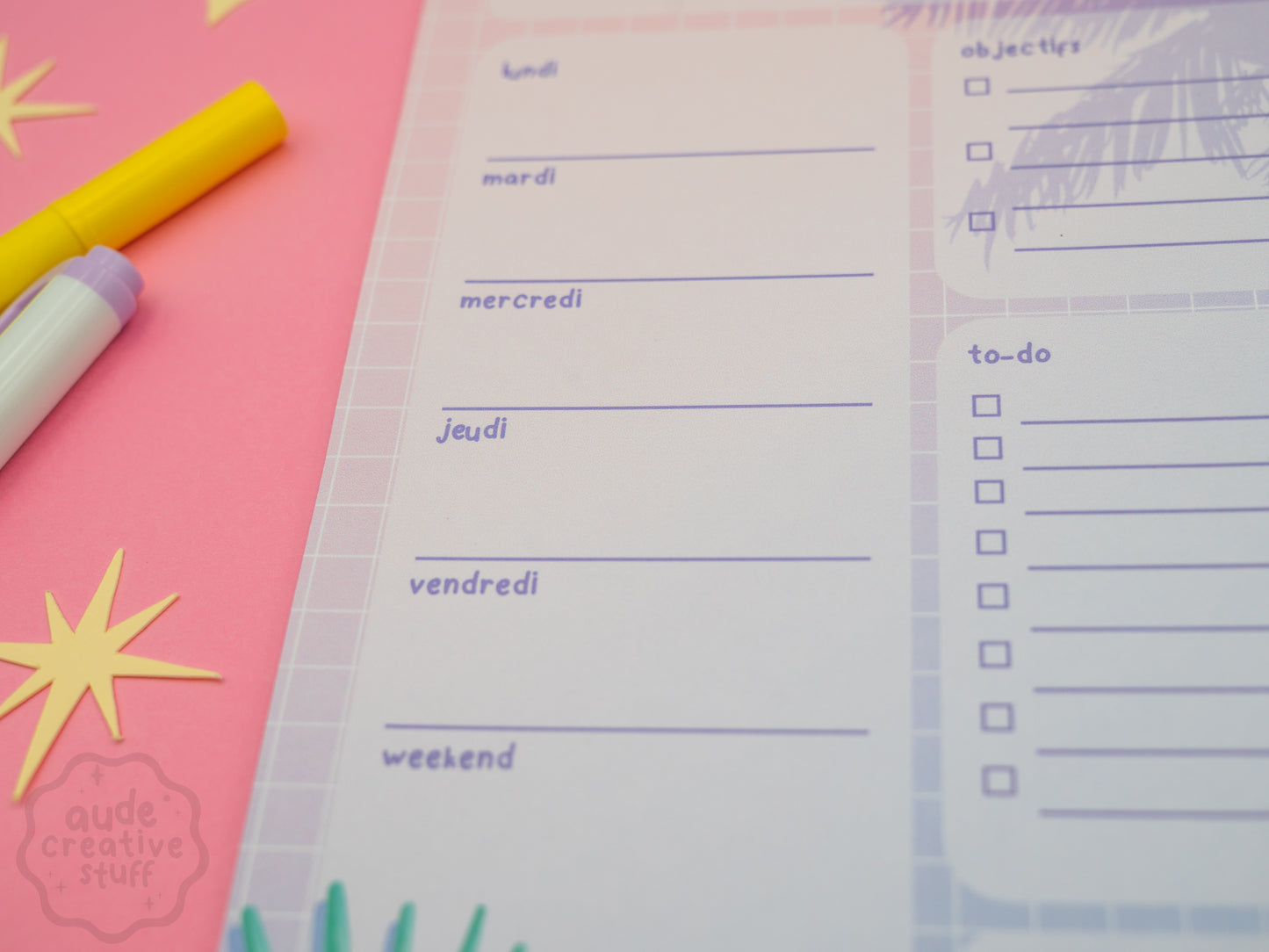 Planner Hebdomadaire 90s Pool Side, Format 21x15 cm, 25 feuilles