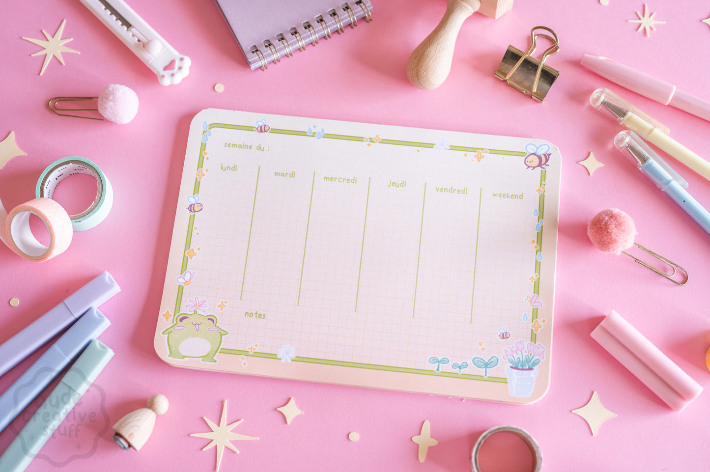 Planner Hebdomadaire Grenouille Mignon, Format 15x21 cm, 25 feuilles