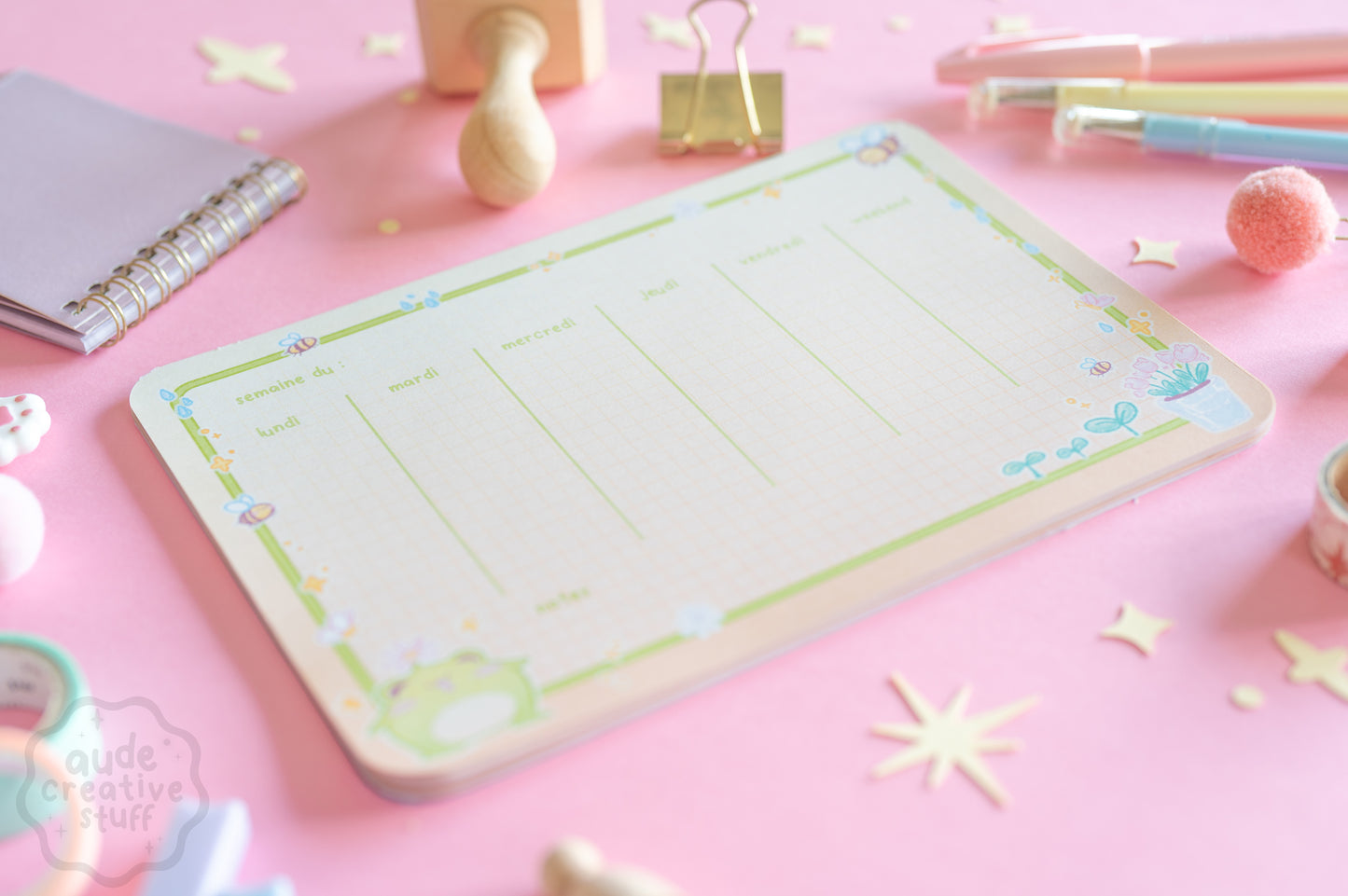Planner Hebdomadaire Grenouille Mignon, Format 15x21 cm, 25 feuilles