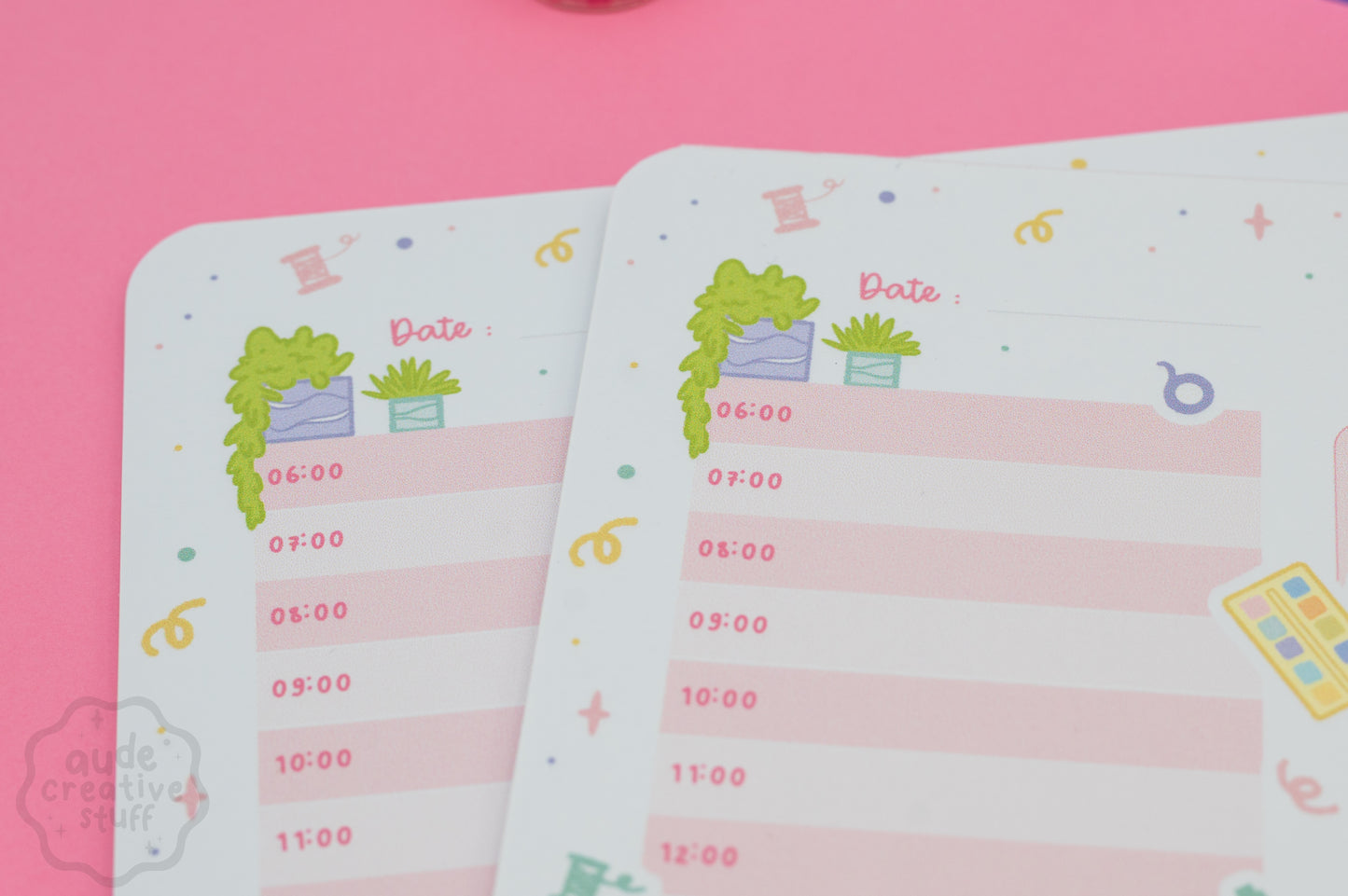 Planner Journalier Thème Activités Créatives, 25 feuilles, format A5