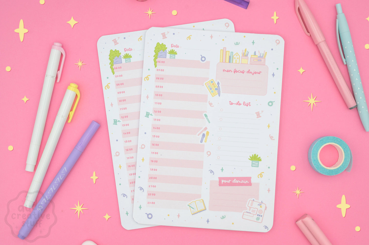 Planner Journalier Thème Activités Créatives, 25 feuilles, format A5