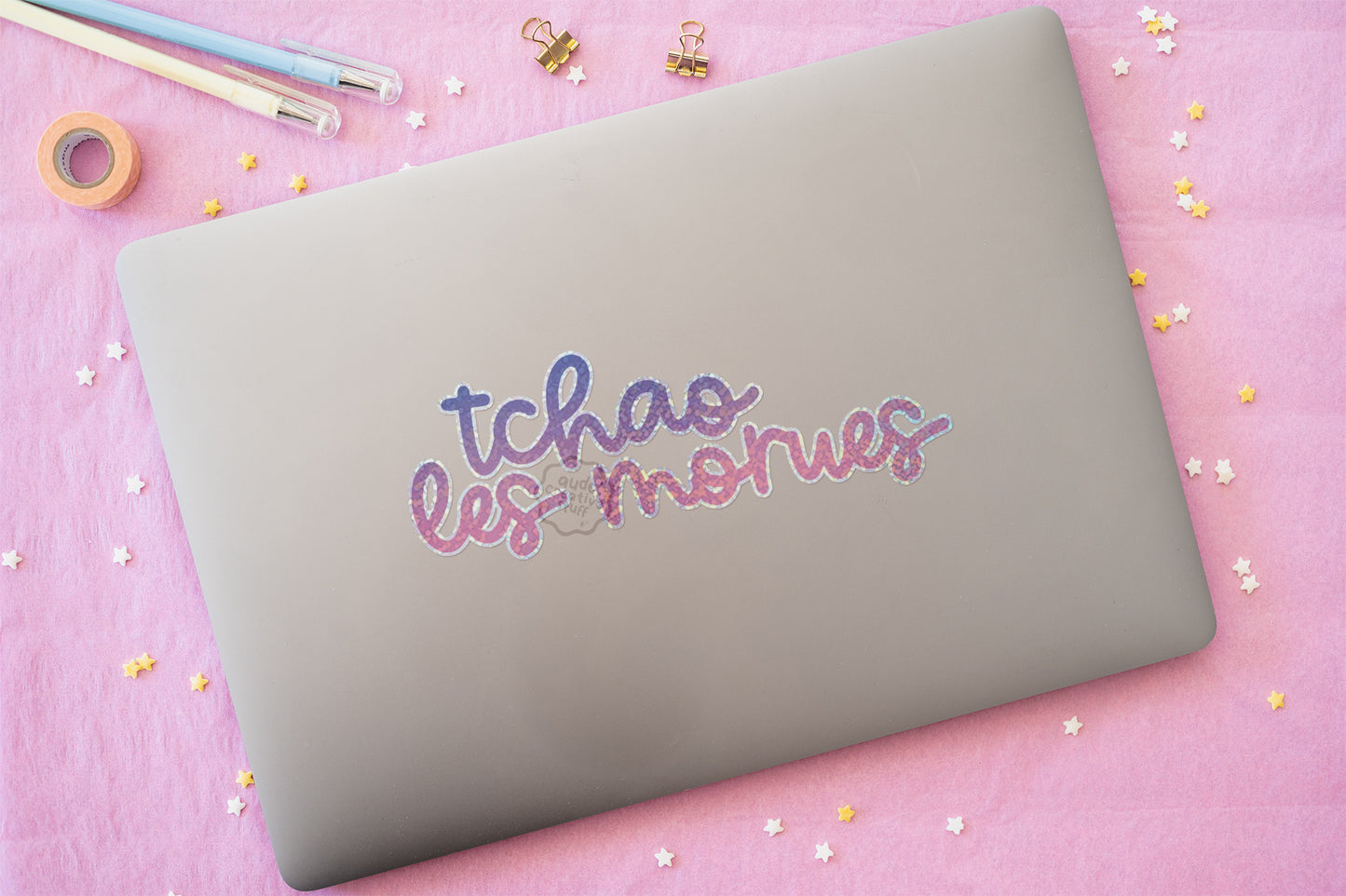 Sticker Citation Rigolote "Tchao Les Morues" Holographique XXL