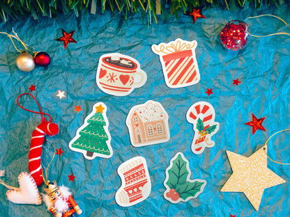 Lot 7 Stickers Mignons de Noël