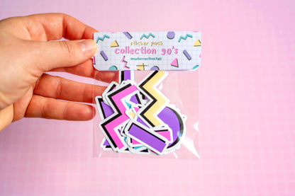 Lot de 16 Stickers Rigolos Thème Années 90
