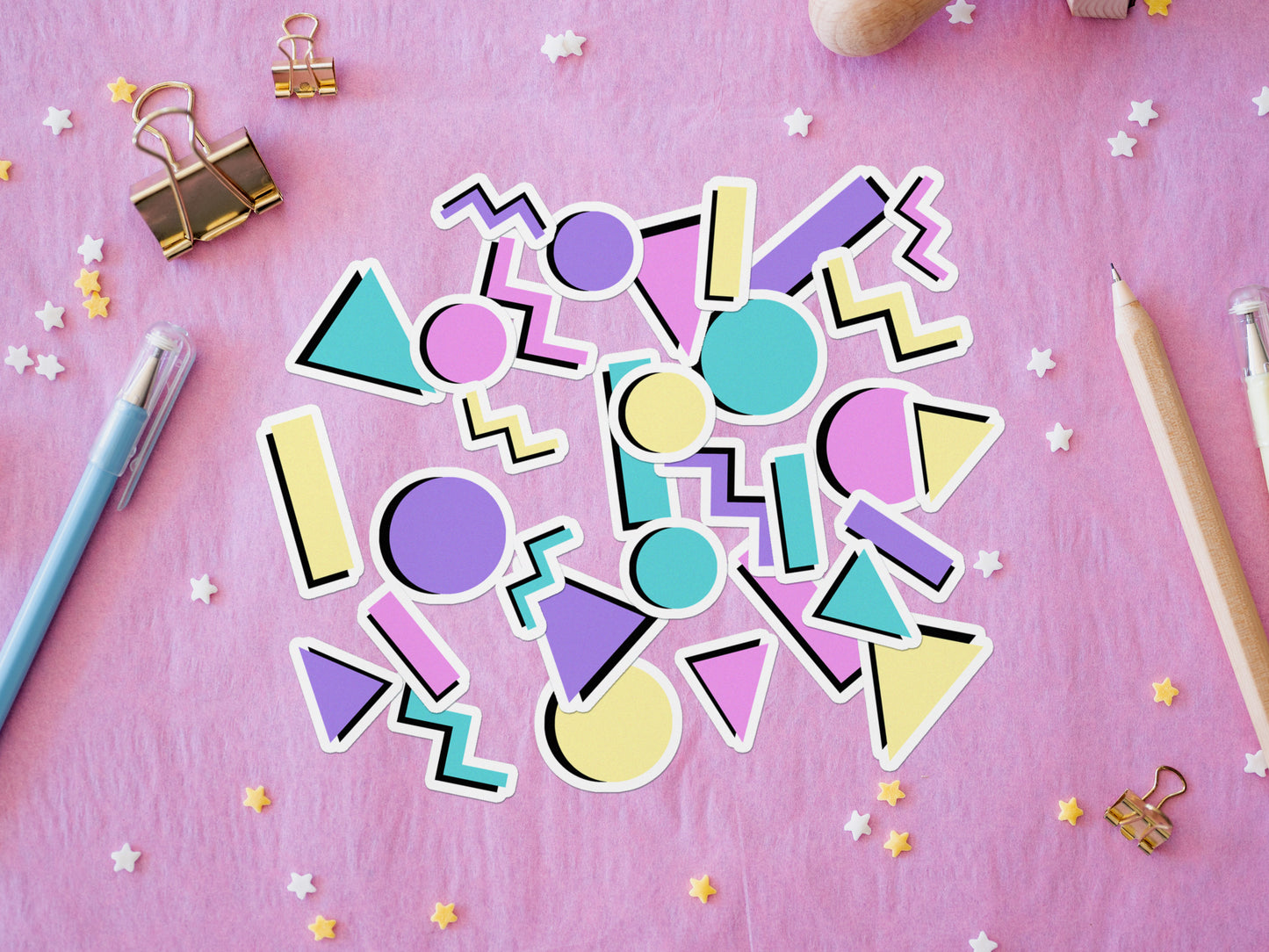 Lot de 16 Stickers Rigolos Thème Années 90