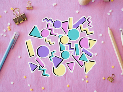 Lot de 16 Stickers Rigolos Thème Années 90