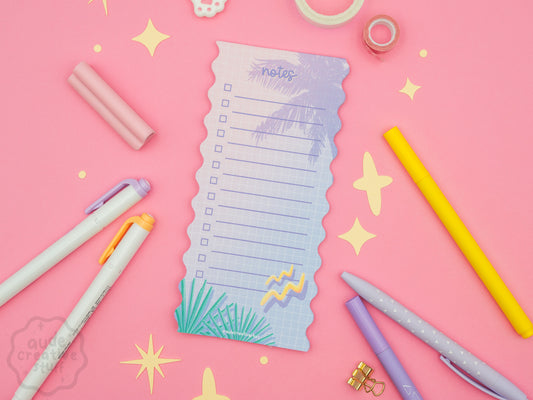 Bloc-notes To-do List 90s Pool Side en forme de vague, format 8x17 cm, 25 feuilles