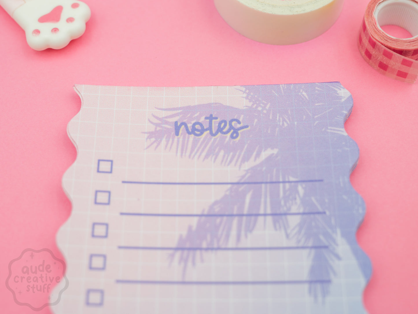 Bloc-notes To-do List 90s Pool Side en forme de vague, format 8x17 cm, 25 feuilles