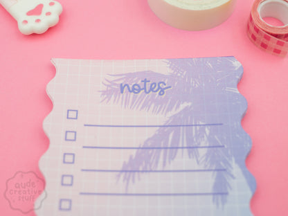 Bloc-notes To-do List 90s Pool Side en forme de vague, format 8x17 cm, 25 feuilles
