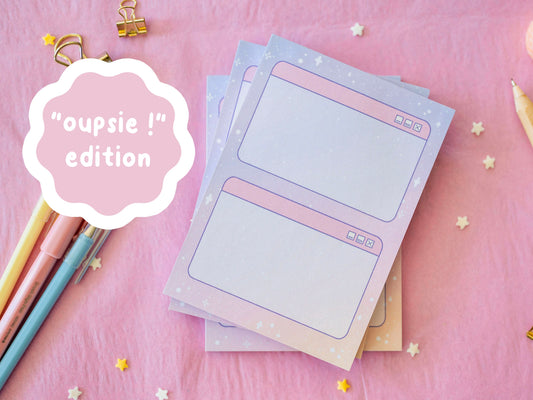 Bloc-Notes Mignon "Retro Dream Sky" de 25 feuilles au format A6 | Défaut d'impression