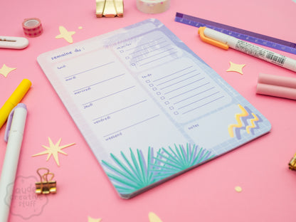 Planner Hebdomadaire 90s Pool Side, Format 21x15 cm, 25 feuilles