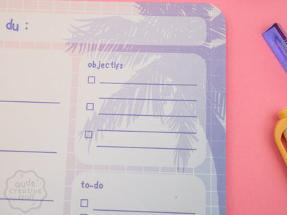 Planner Hebdomadaire 90s Pool Side, Format 21x15 cm, 25 feuilles