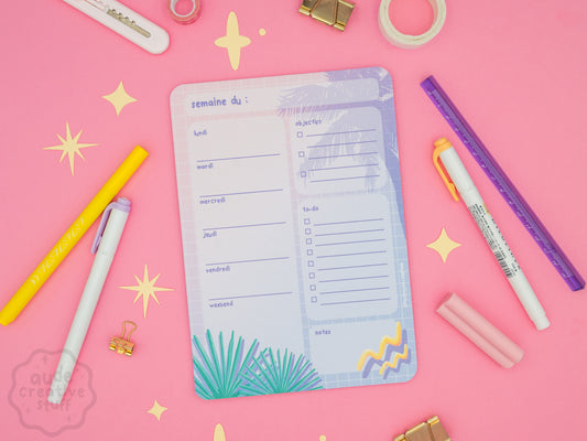 Planner Hebdomadaire 90s Pool Side, Format 21x15 cm, 25 feuilles
