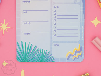 Planner Hebdomadaire 90s Pool Side, Format 21x15 cm, 25 feuilles