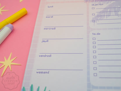 Planner Hebdomadaire 90s Pool Side, Format 21x15 cm, 25 feuilles