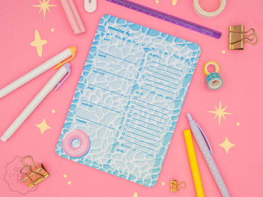 Planner Hebdomadaire 90s Wavy Waters, Format 21x15 cm, 25 feuilles