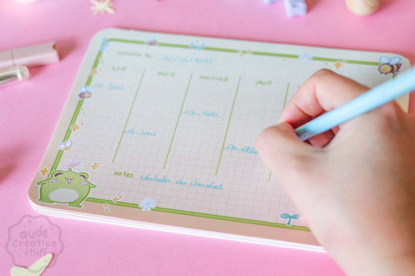 Planner Hebdomadaire Grenouille Mignon, Format 15x21 cm, 25 feuilles