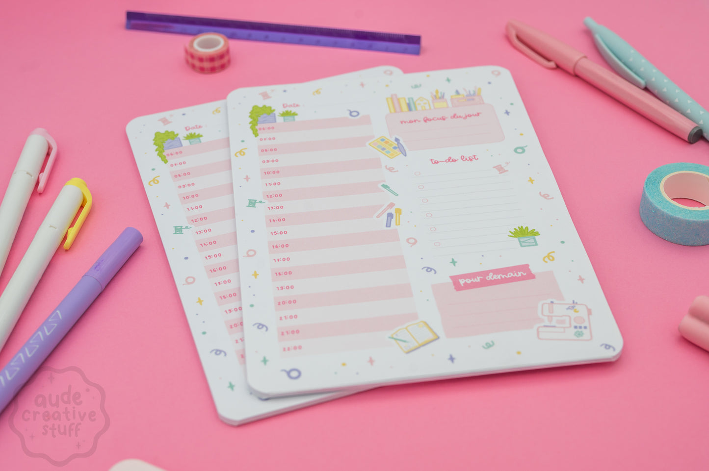 Planner Journalier Thème Activités Créatives, 25 feuilles, format A5