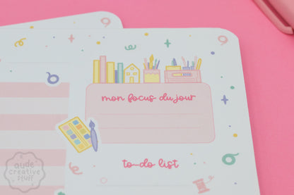 Planner Journalier Thème Activités Créatives, 25 feuilles, format A5