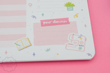 Planner Journalier Thème Activités Créatives, 25 feuilles, format A5